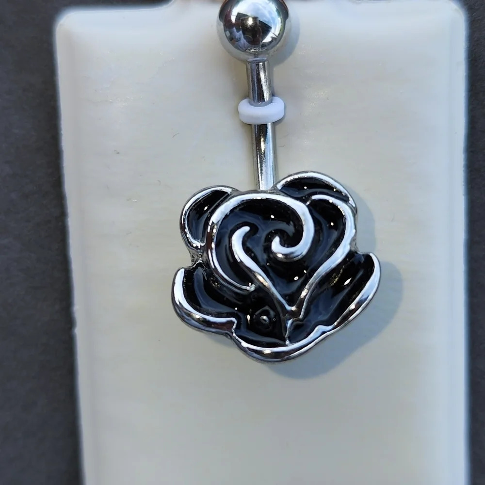 🌻🌻Rose Belly Button Ring Solid Stainless Steel and Brass - 14G